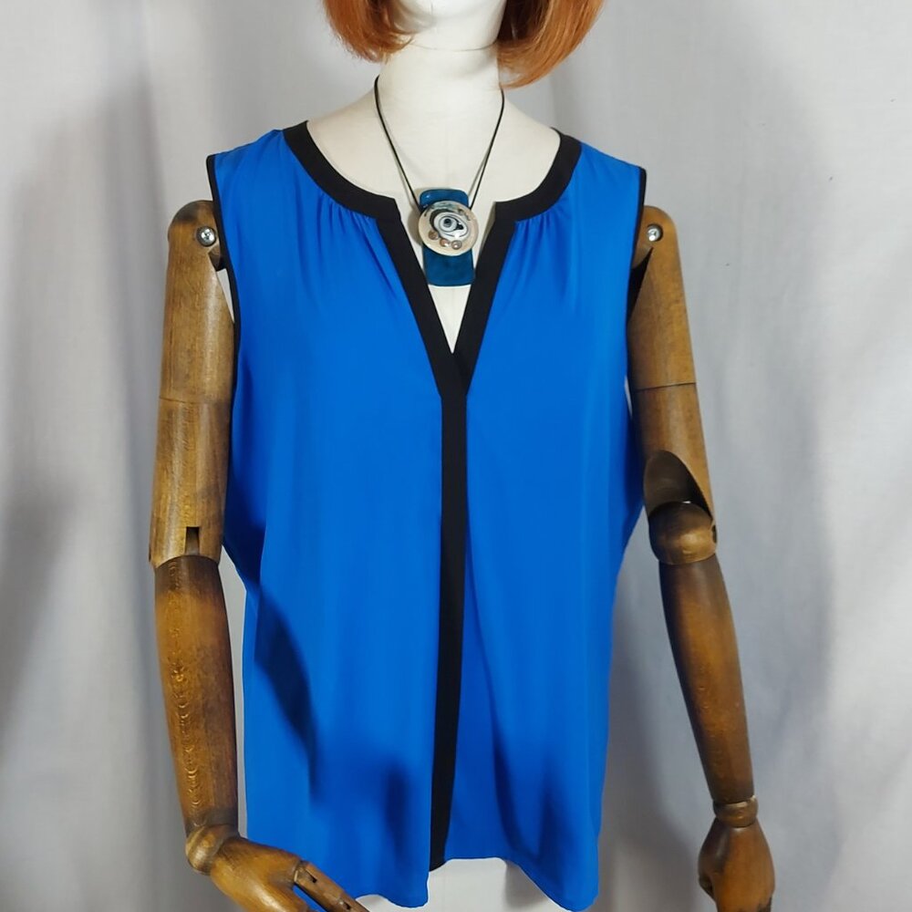 Blue & Black Sleeveless Calvin Klein Top